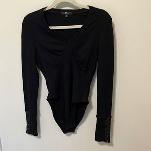 7 For All Mankind Women’s Black V-Neck Bodysuit / NWOT - Never Worn / Size S